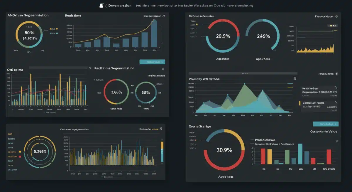 AI dashboard showing customer segmentation and marketing performance