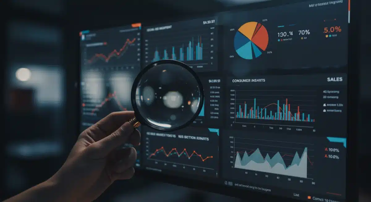 Digital dashboard showing consumer insights data and brand sentiment analysis