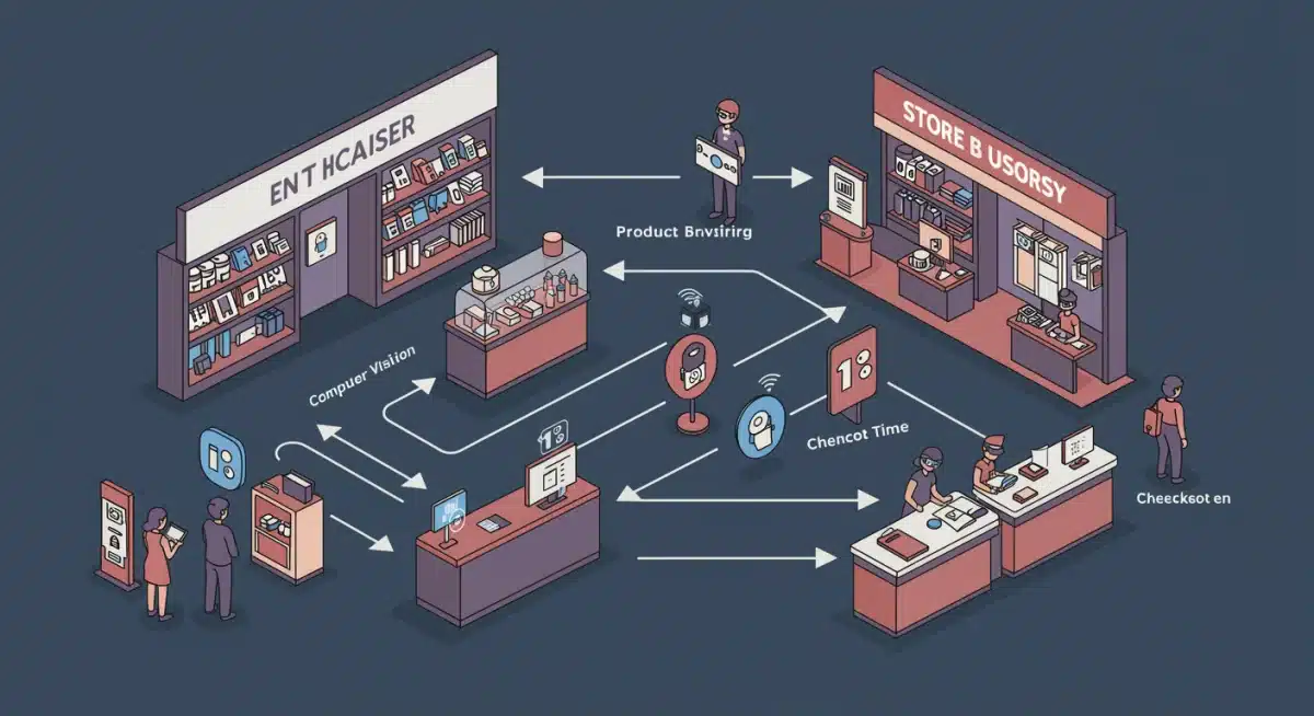 Infographic depicting customer journey with computer vision data points