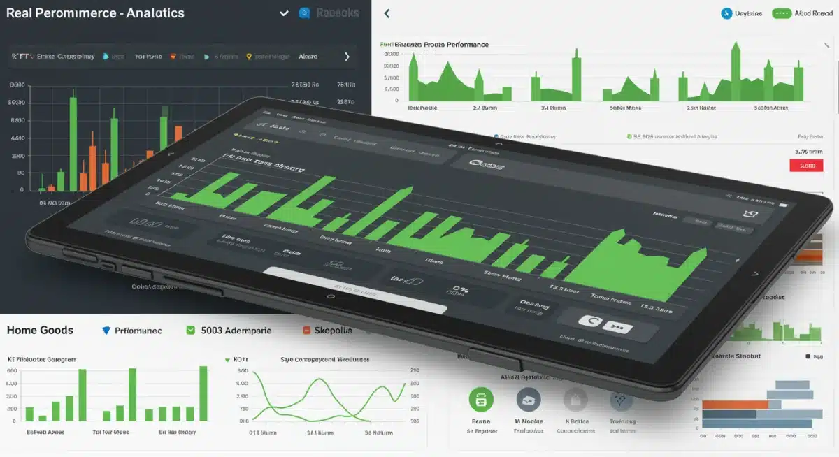 E-commerce analytics dashboard showing strong performance in home goods category.