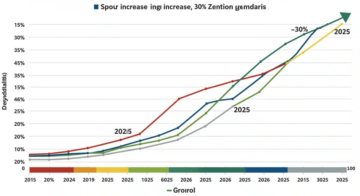 Graph illustrating projected 30% growth in Gen Z e-commerce spending by 2025, compared to other demographics.
