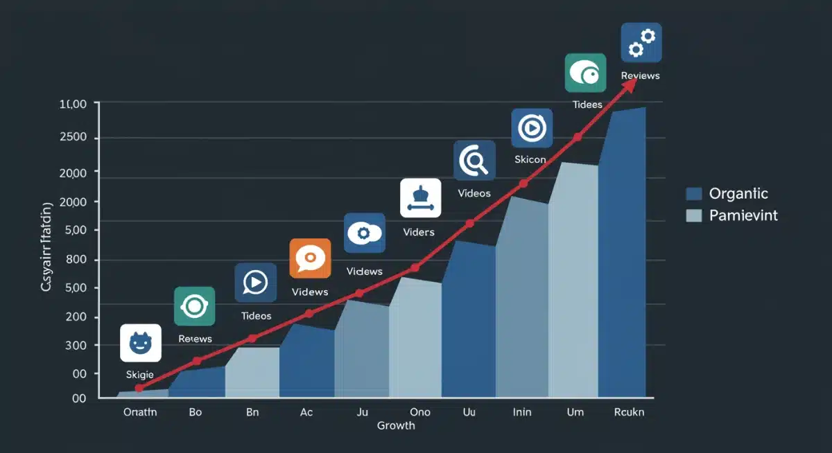 Graph illustrating organic traffic growth fueled by diverse user-generated content.