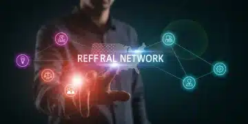 Illustration of a robust referral network driving lead generation for US businesses.