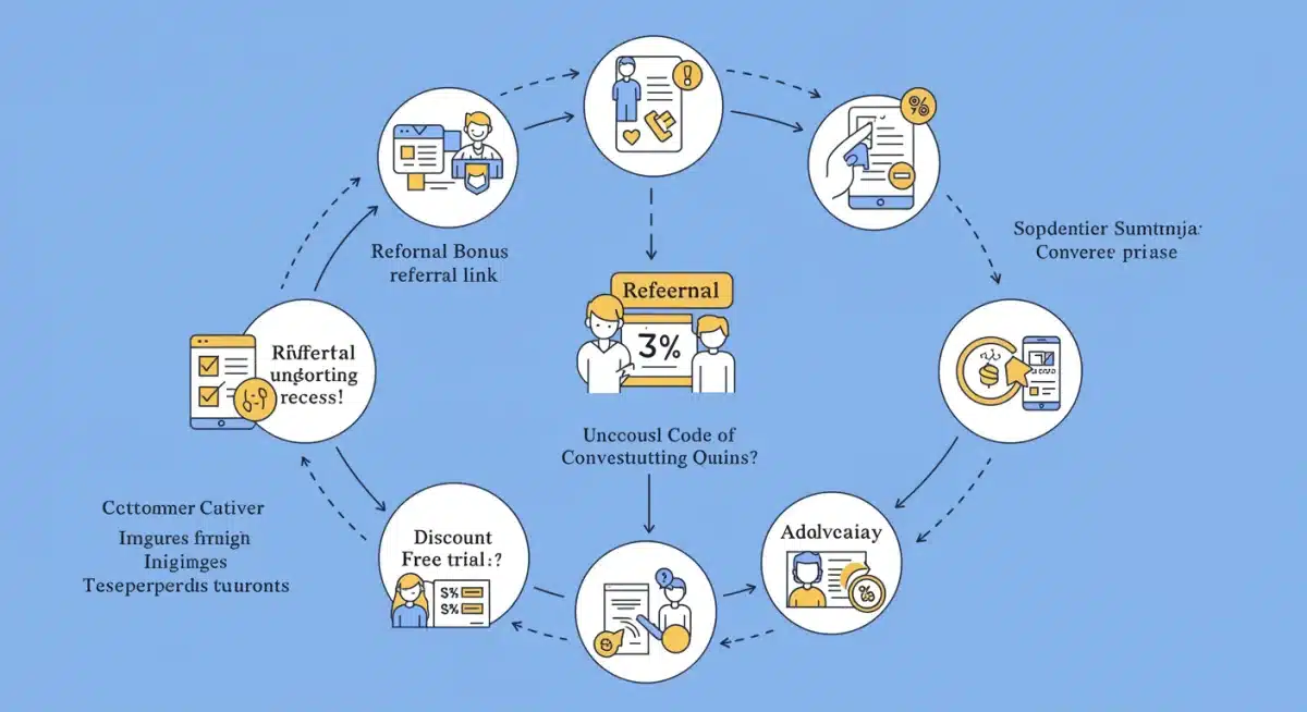 Flowchart depicting the customer journey through a successful referral program.