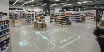 Modern retail store with computer vision analytics overlays