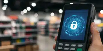 Secure retail IoT device with digital lock icon