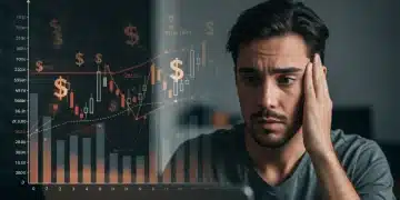 US consumer contemplating financial charts amid economic uncertainty