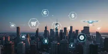 Futuristic digital cityscape representing robust U.S. e-commerce growth and innovation in 2025.