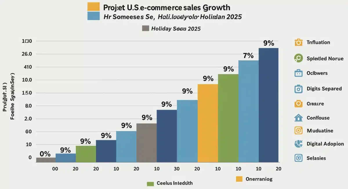 Infographic showing projected 9% U.S. e-commerce holiday sales growth 2025